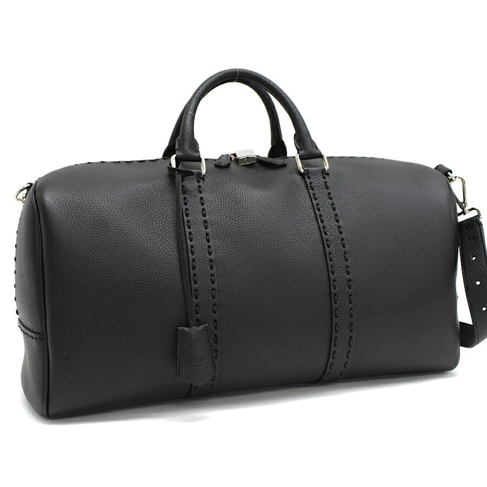 Fendi Selleria Duffle Bag Boston Black Calfskin Leather